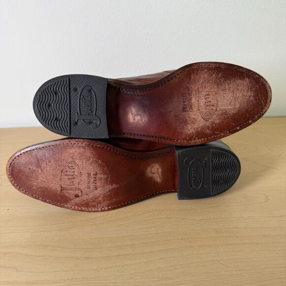 Justin Lizard Boots Women's 7 C Wide 3113 Cowgirl Boots Peanut Brittle Western - Picture 9 of 13